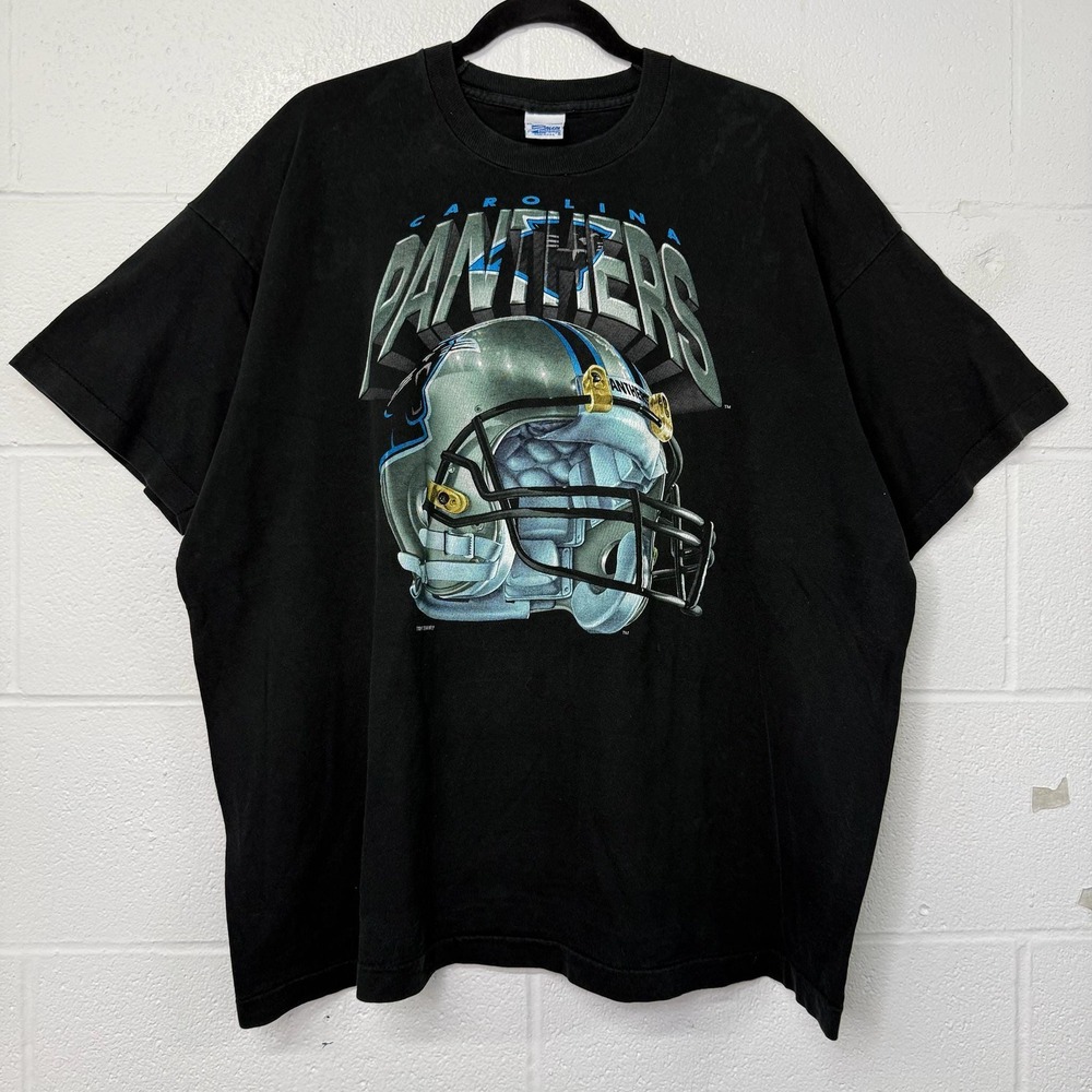 Vintage 1993 Salem NFL Carolina Panthers 90s Football Helmet Tee XL Black